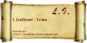 Lindtner Irma névjegykártya